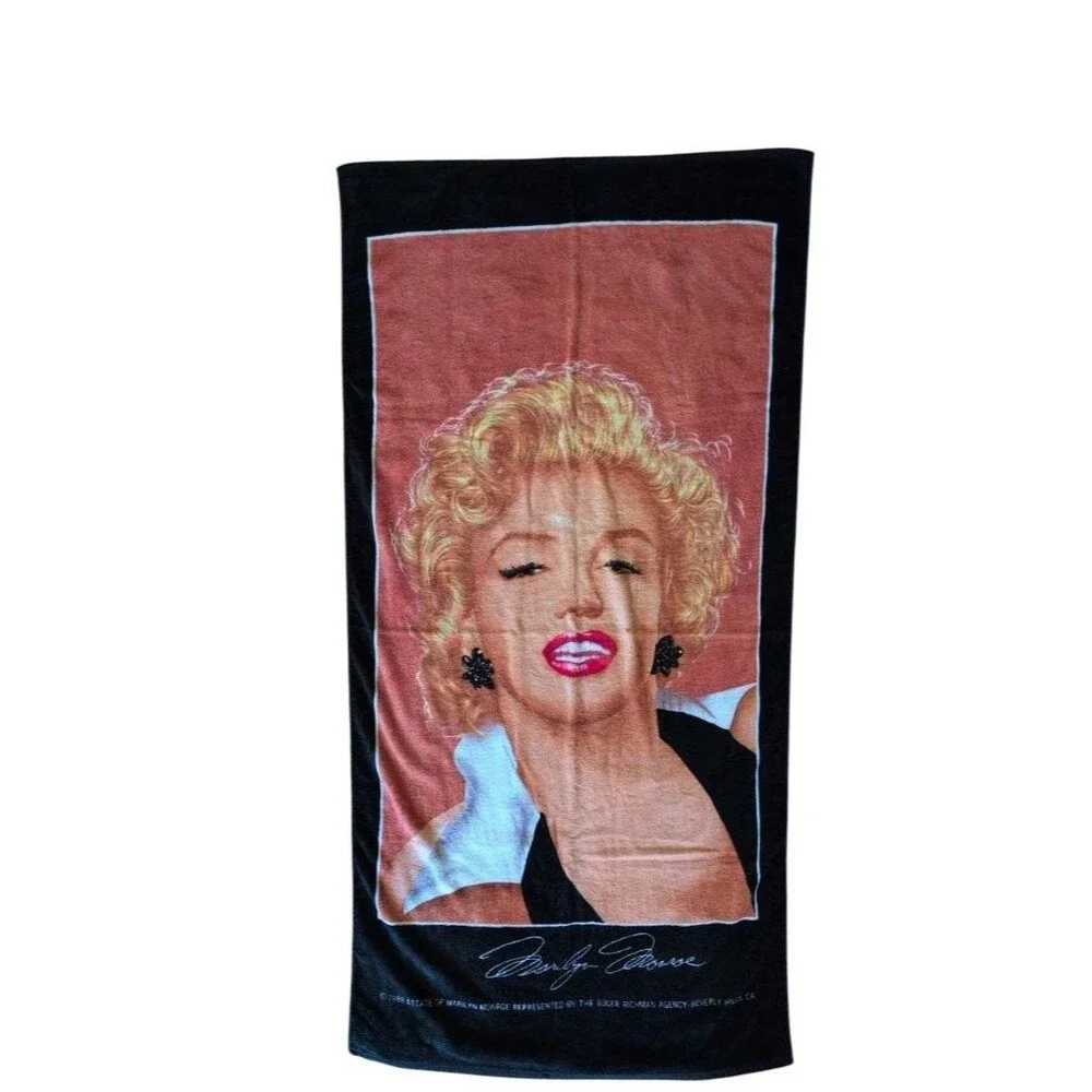 Marilyn Monroe 1988 Beach Towel Jay Franco 100% Cotton Vintage 30x60 Black